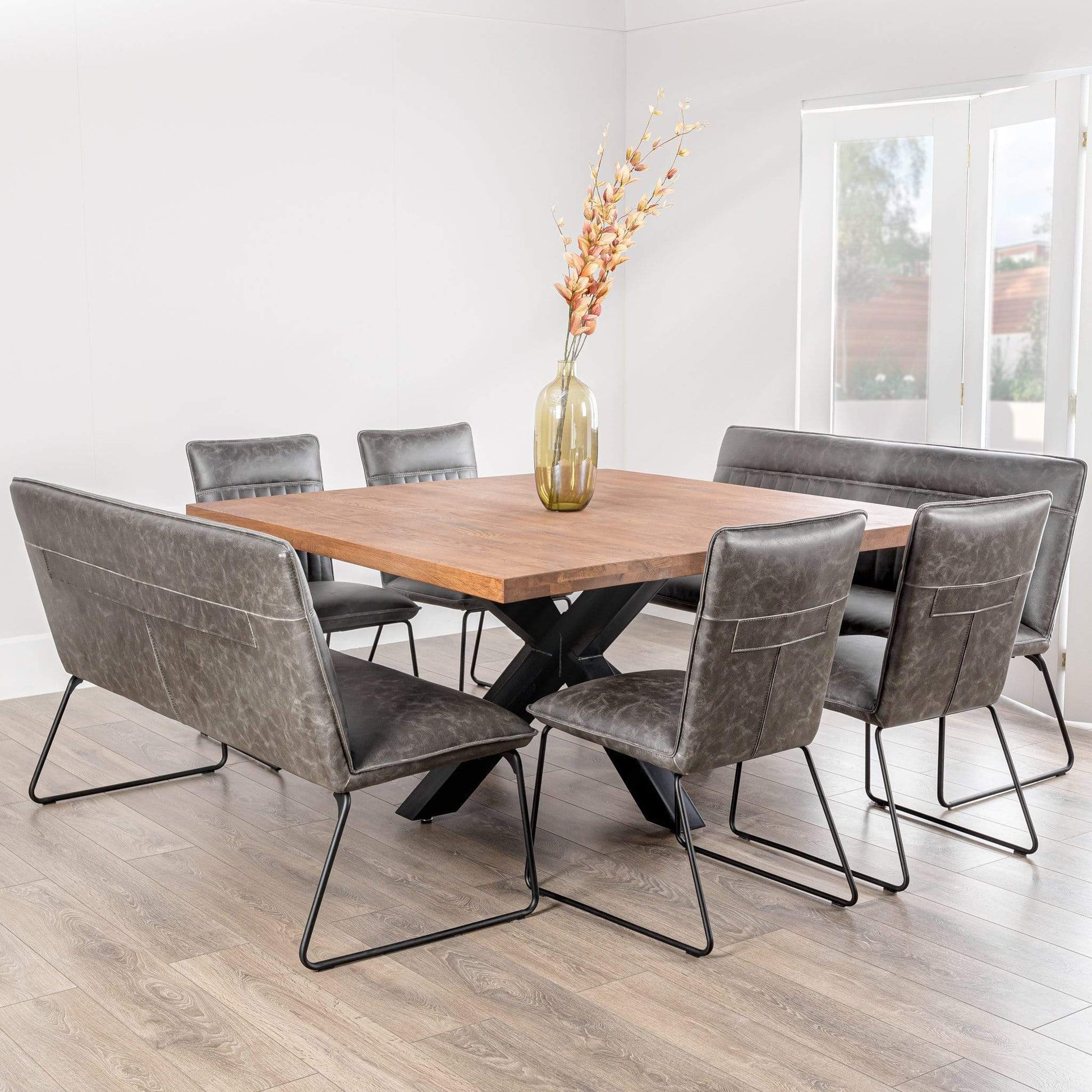 Furniture  -  Harrow Square Table With 4 Chairs & 2 Benches Dining Set  -  50154028