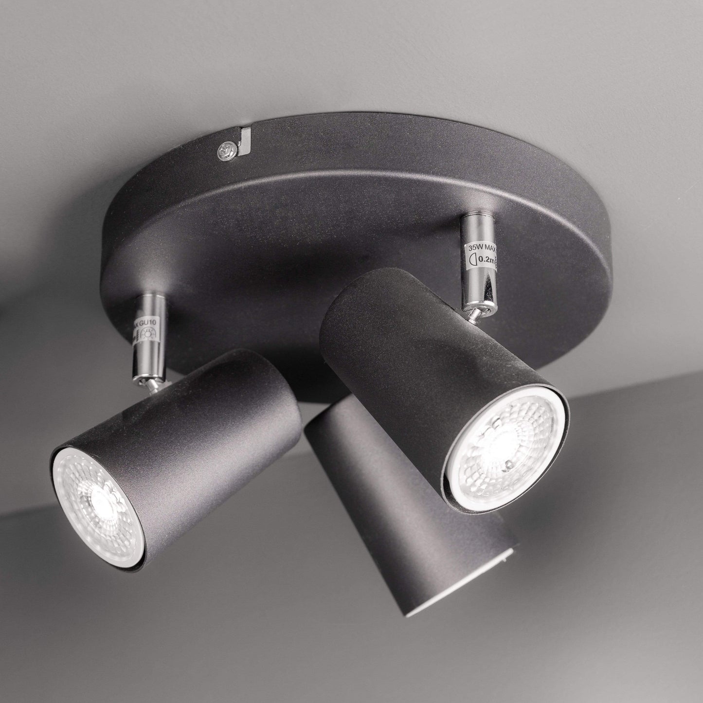 Lights  -  Harvey 3 Light Black Spotlight Ceiling Light  -  50150528