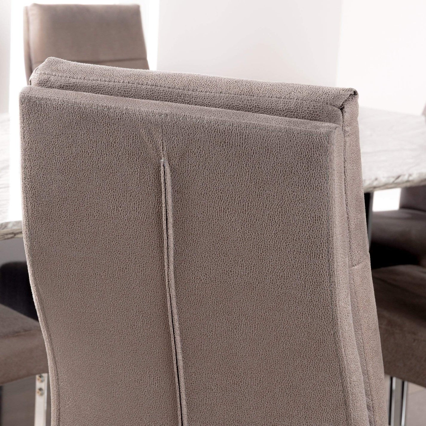 Helena Grey Marble Dining Table Set with 6 Volcara Dining Chairs