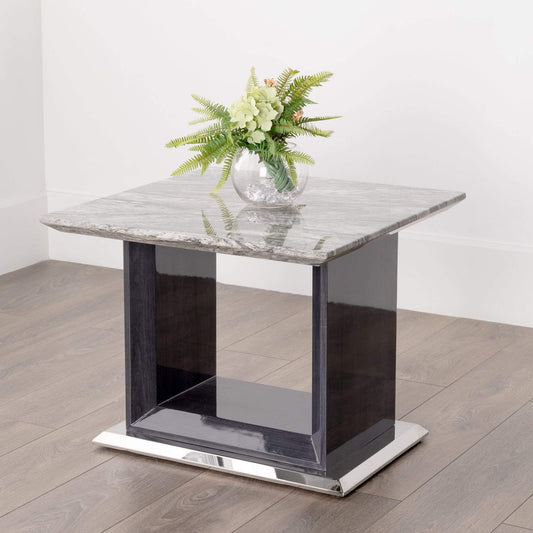 Furniture  -  Helena Grey Marble Lamp Table  -  50140763