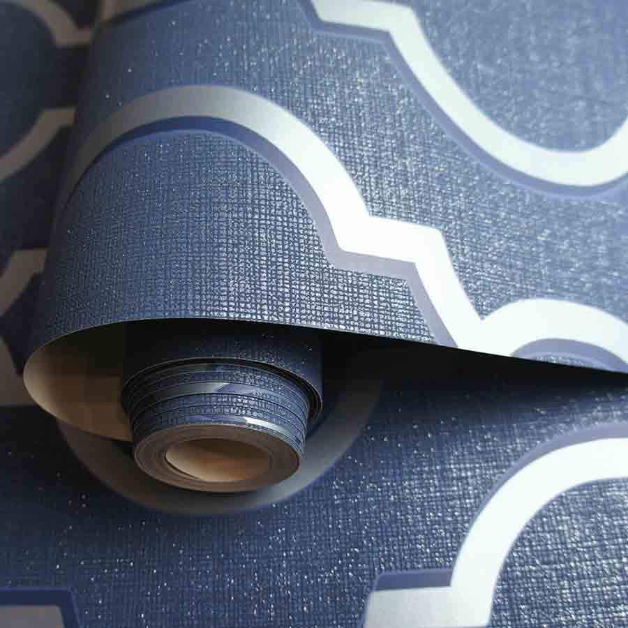 Wallpaper  -  Holden Laticia Navy Metallic Glitter Wallpaper - 65493  -  50143646