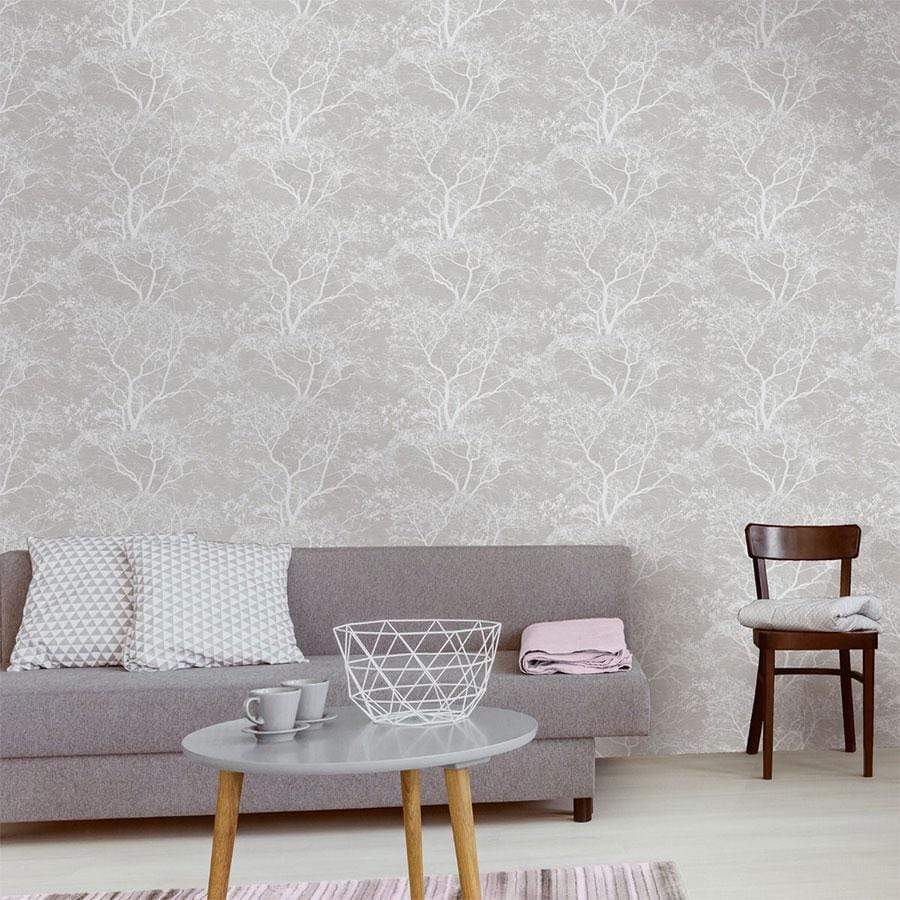 Wallpaper  -  Holden Midas Whispering Trees Grey Glitter Wallpaper - 65401  -  50142164