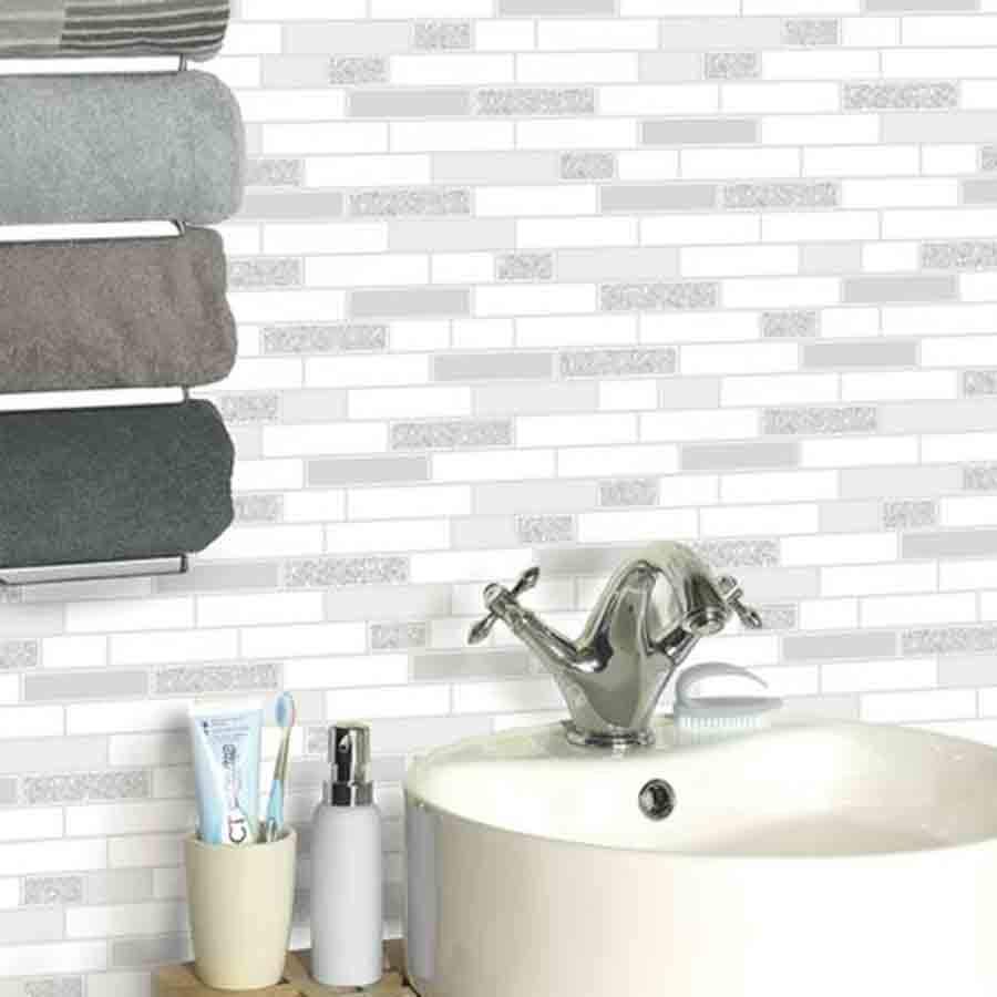 Wallpaper  -  Holden Oblong Granite Grey Glitter Tile Wallpaper - 89193  -  50147638