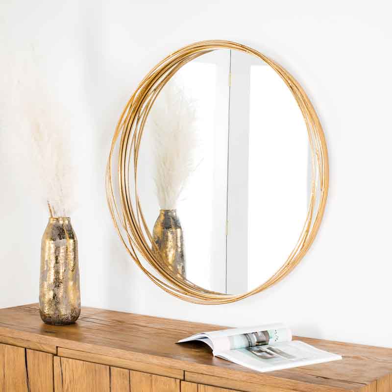 Mirrors  -  Housewares Round Mirror Gold Large  -  60004407