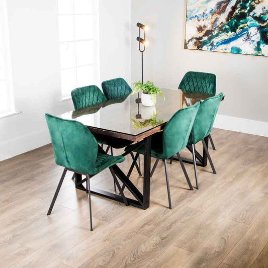 Furniture  -  Bella 180cm Table & 6 Vancouver Emerald Chairs  -  60006107