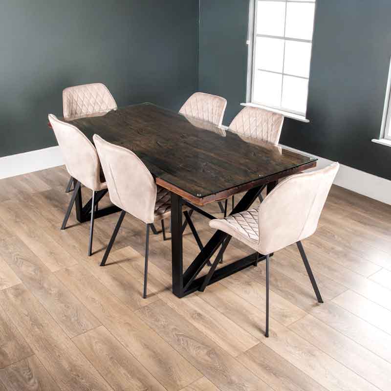 Furniture  -  Bella 180cm Table & 6 Vancouver Taupe Chairs  -  60006106