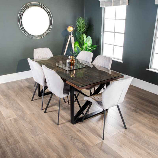 Furniture  -  Bella 180cm Table & Vancouver Silver Chairs  -  60006105