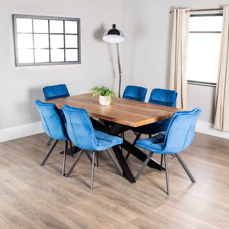 Furniture  -  Winslow Table & 6 Aspen Blue Chairs  -  60006103