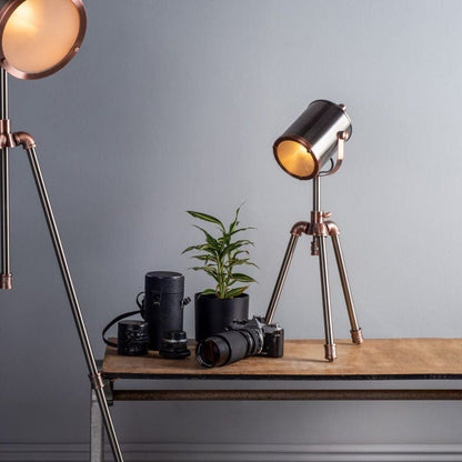 Lights  -  Jake Antique Copper & Silver Table Lamp  -  60001636