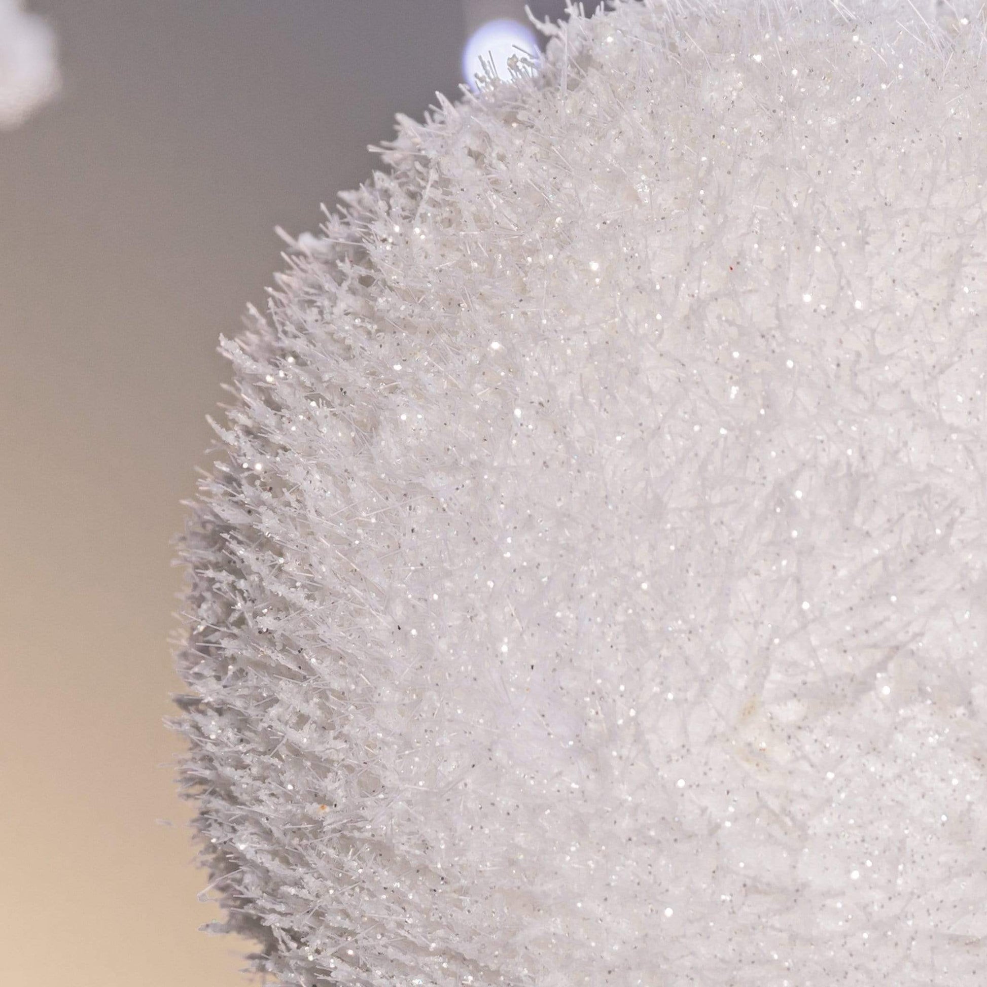 Christmas  -  White Frosted Glistening Sequin Foam Bauble - 10cm  -  50153593