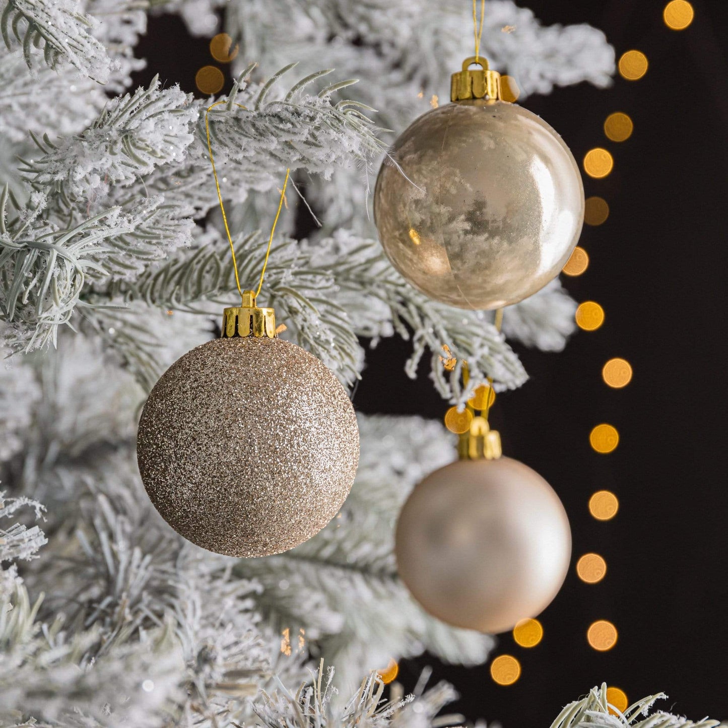 Christmas  -  Pearly Gold Shatterproof Shiny, Matt & Glitter Baubles - 10 pack  -  50110952