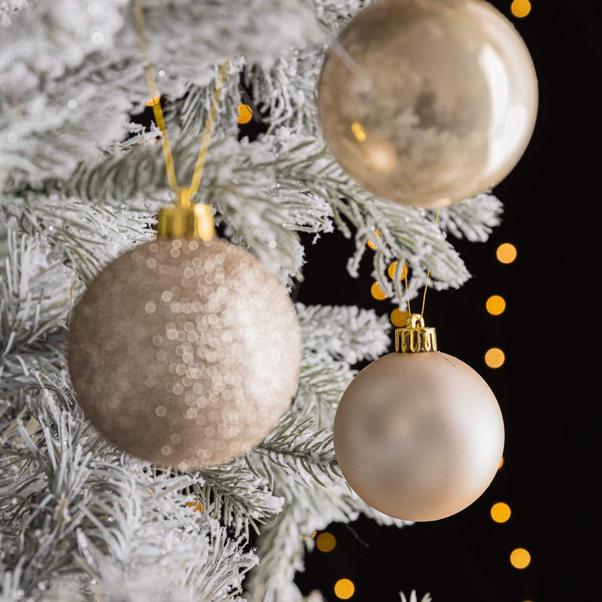 Christmas  -  Pearly Gold Shatterproof Shiny, Matt & Glitter Baubles - 10 pack  -  50110952