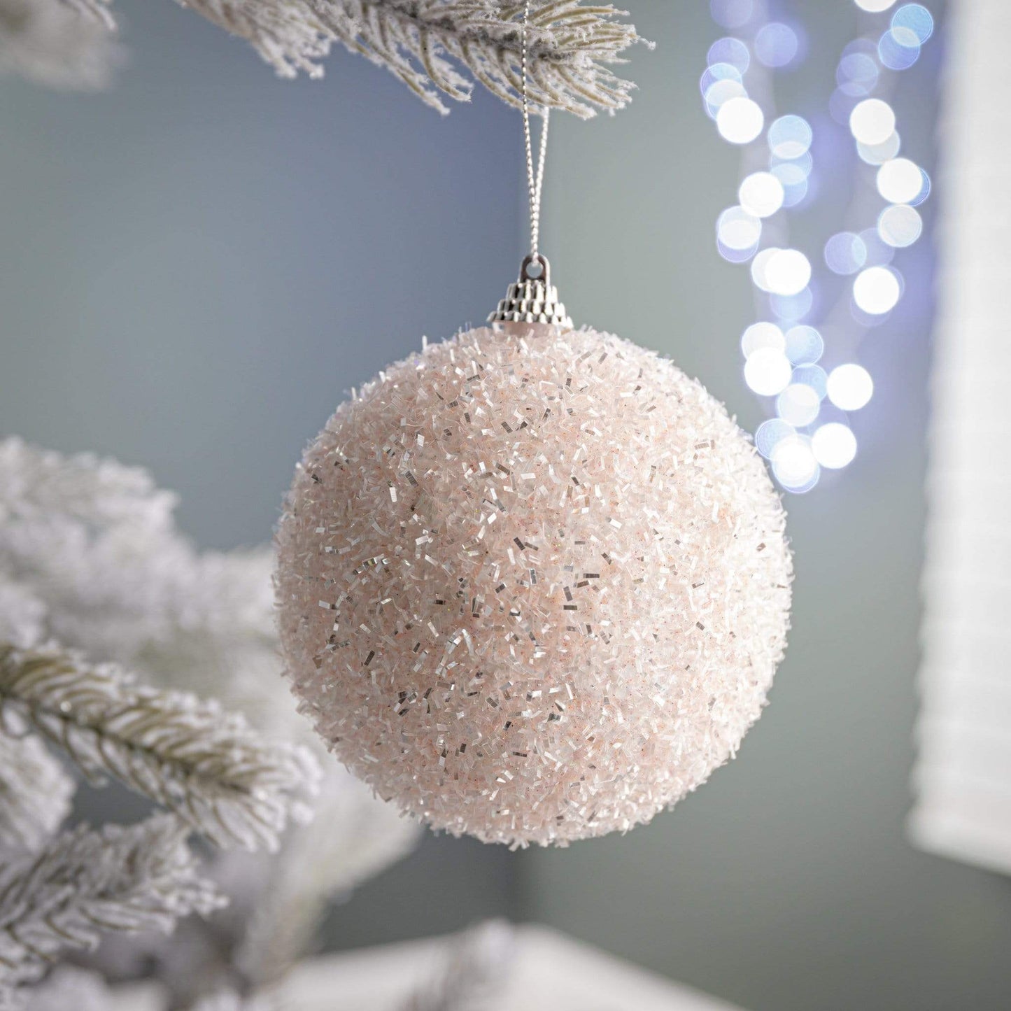 Christmas  -  Light Pink Glistening Sequin Foam Bauble - 10cm  -  50153594