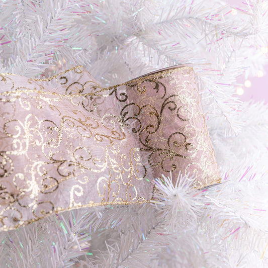 Christmas  -  Pink Sequin Polyester and Wire Roll of Ribbon - 2.7m  -  60000520