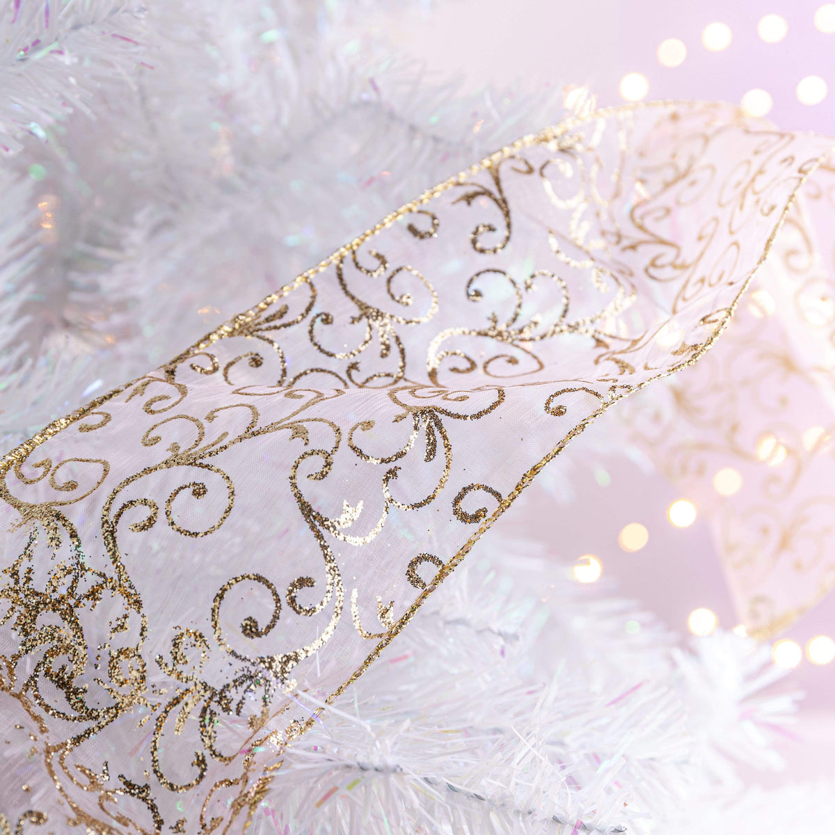 Christmas  -  Pink Sequin Polyester and Wire Roll of Ribbon - 2.7m  -  60000520