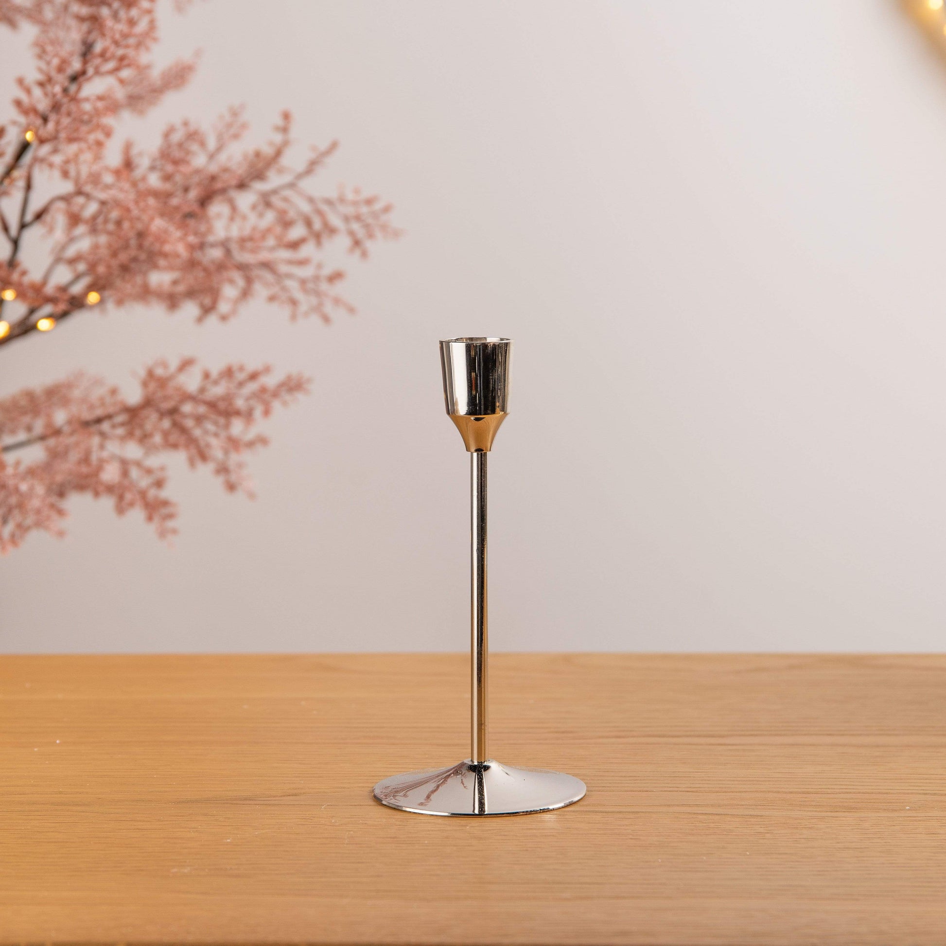 Christmas  -  Small Brass Silver Candlestick - 15cm  -  60000544