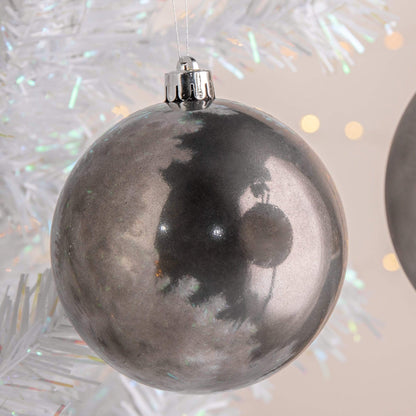 Christmas  -  Warm Grey Shatterproof Shiny & Matt Baubles - 4 pack  -  60000531