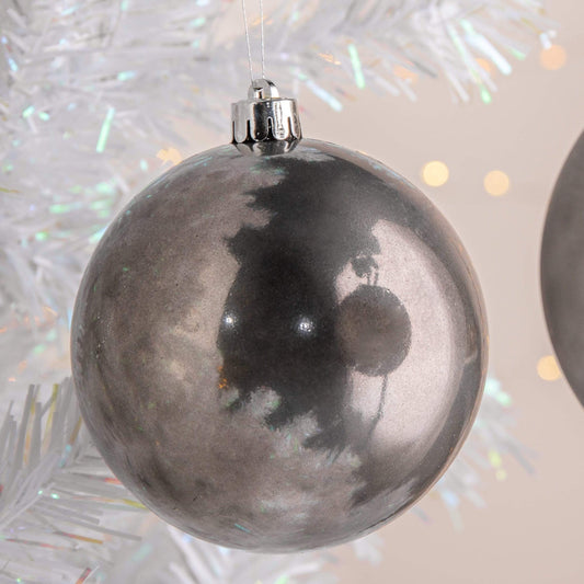 Christmas  -  Warm Grey Shatterproof Shiny & Matt Baubles - 4 pack  -  60000531