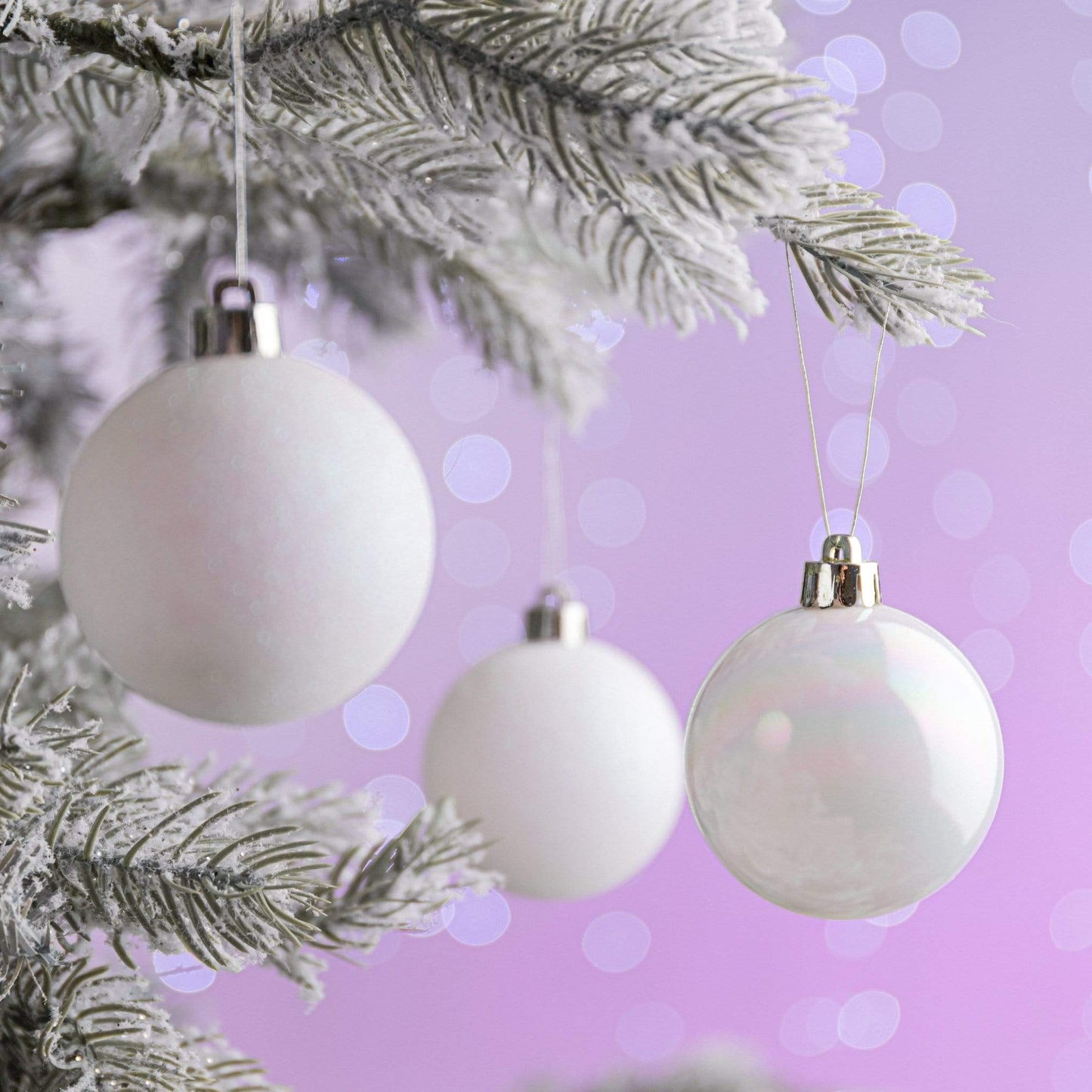 Christmas  -  White/Iridescent Shatterproof Shiny, Matt & Glitter Baubles - 10 pack  -  50137845
