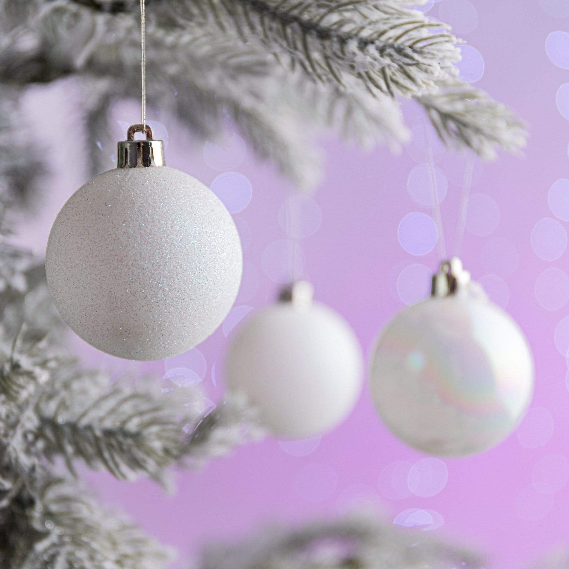 Christmas  -  White/Iridescent Shatterproof Shiny, Matt & Glitter Baubles - 10 pack  -  50137845