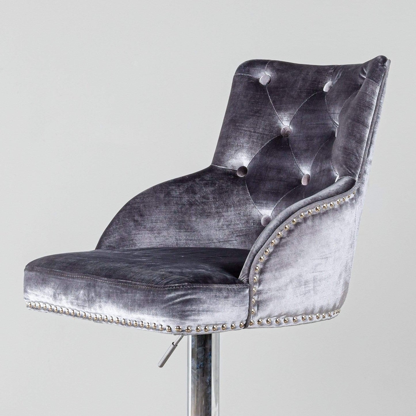 Furniture  -  Kiki Velvet Charcoal Barstool  -  50148891