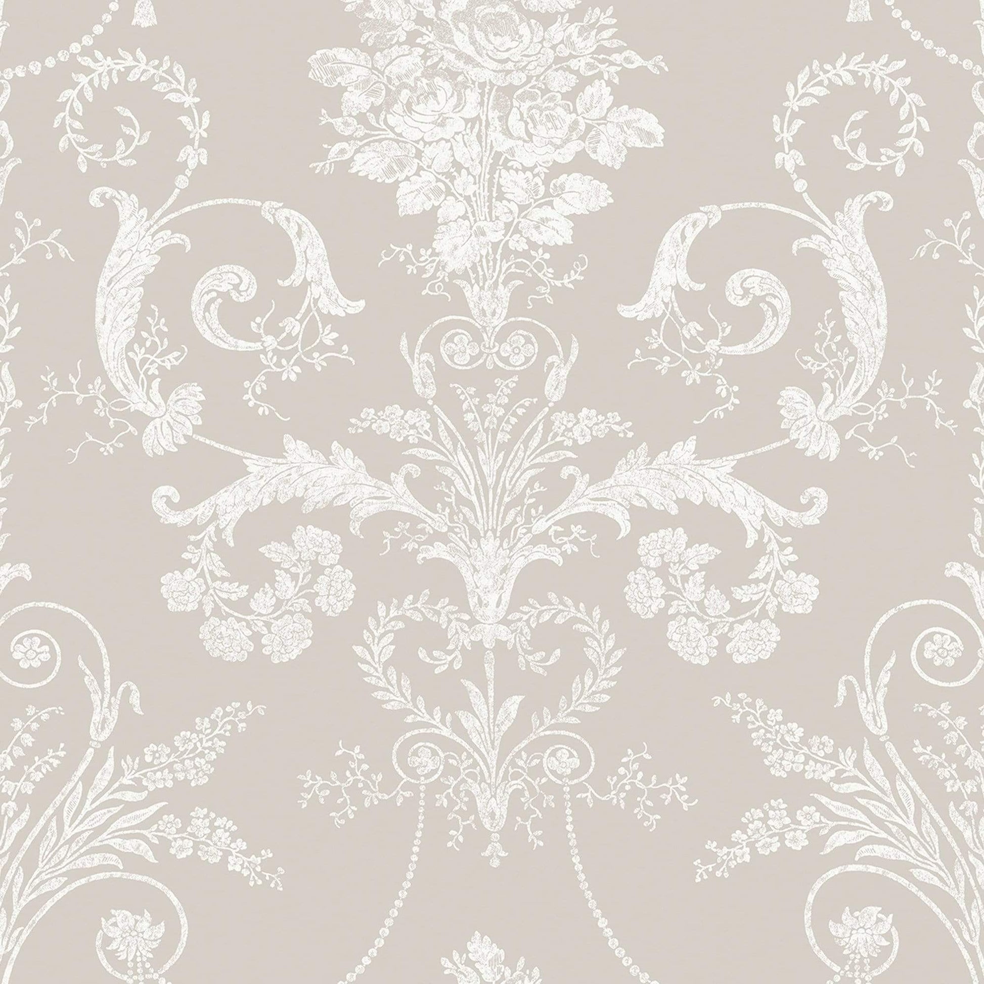 Wallpaper  -  Laura Ashley Josette White & Dove Grey Wallpaper - 113378  -  60001910
