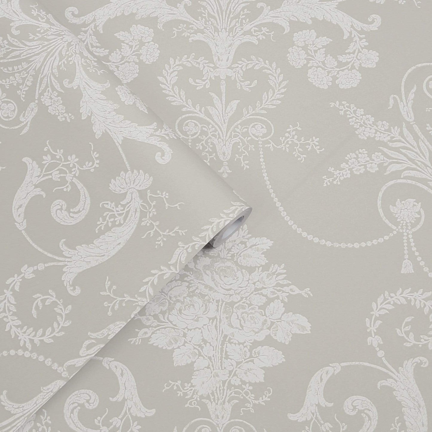 Wallpaper  -  Laura Ashley Josette White & Dove Grey Wallpaper - 113378  -  60001910