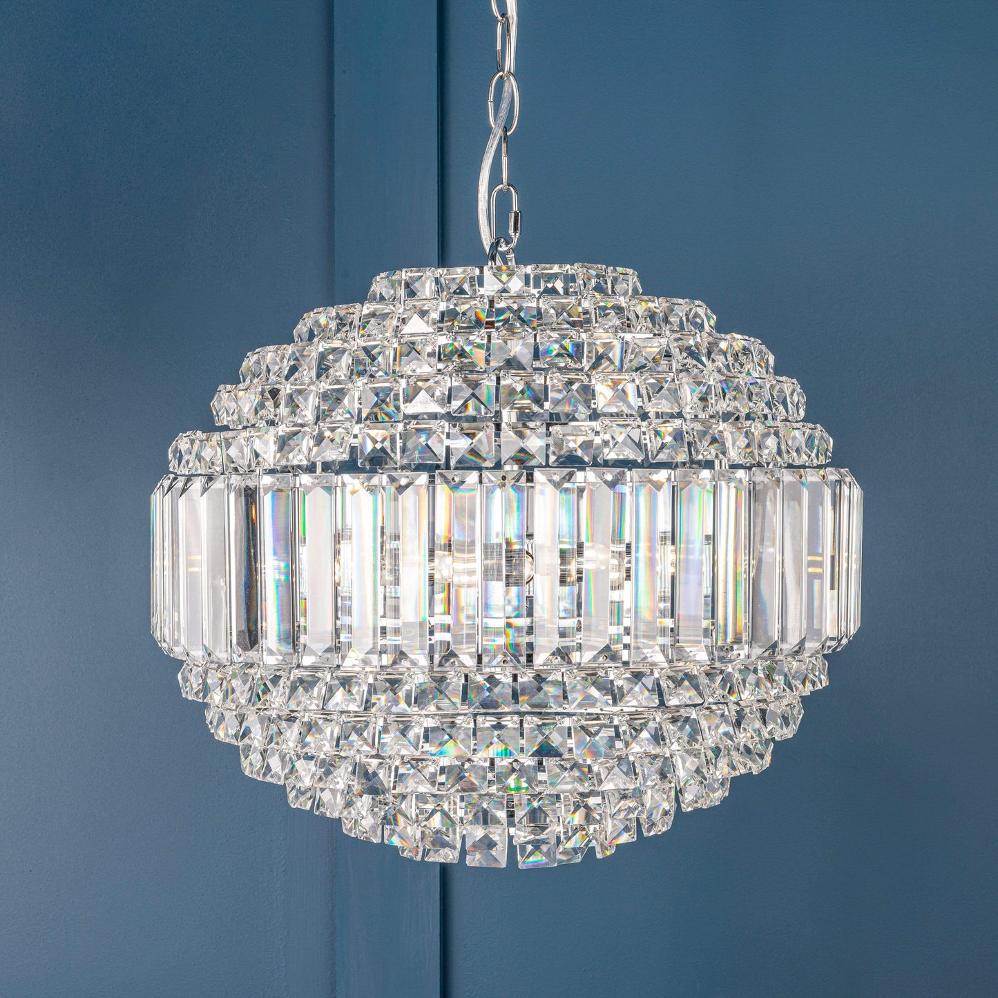 Lights  -  Laura Ashley Crystal & Polished Chrome 5 Light Orb Chandelier Ceiling Light  -  50155815
