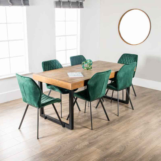 Furniture  -  Lincoln Extending Table with 6 Vancouver Emerald Chairs  -  60005960
