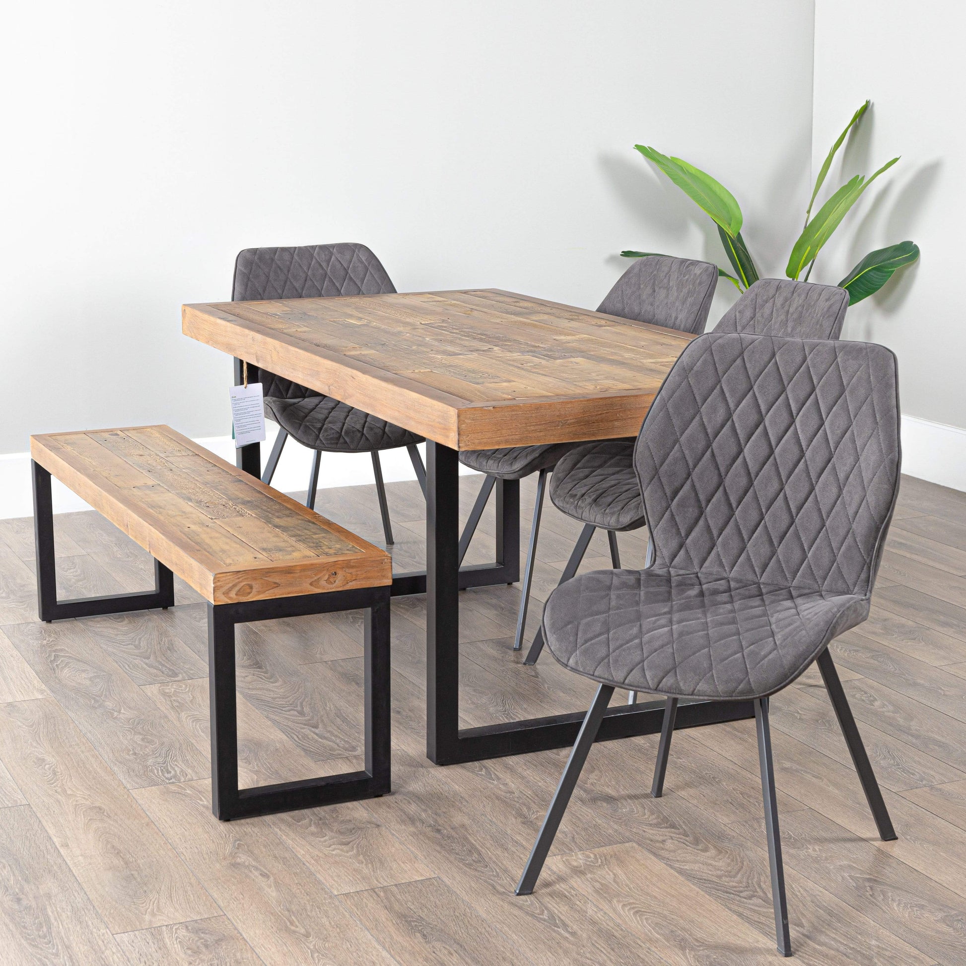 Furniture  -  Lincoln Fixed Top Dining Set With Bench & 4 Grey Toronto Chairs  -  50153040
