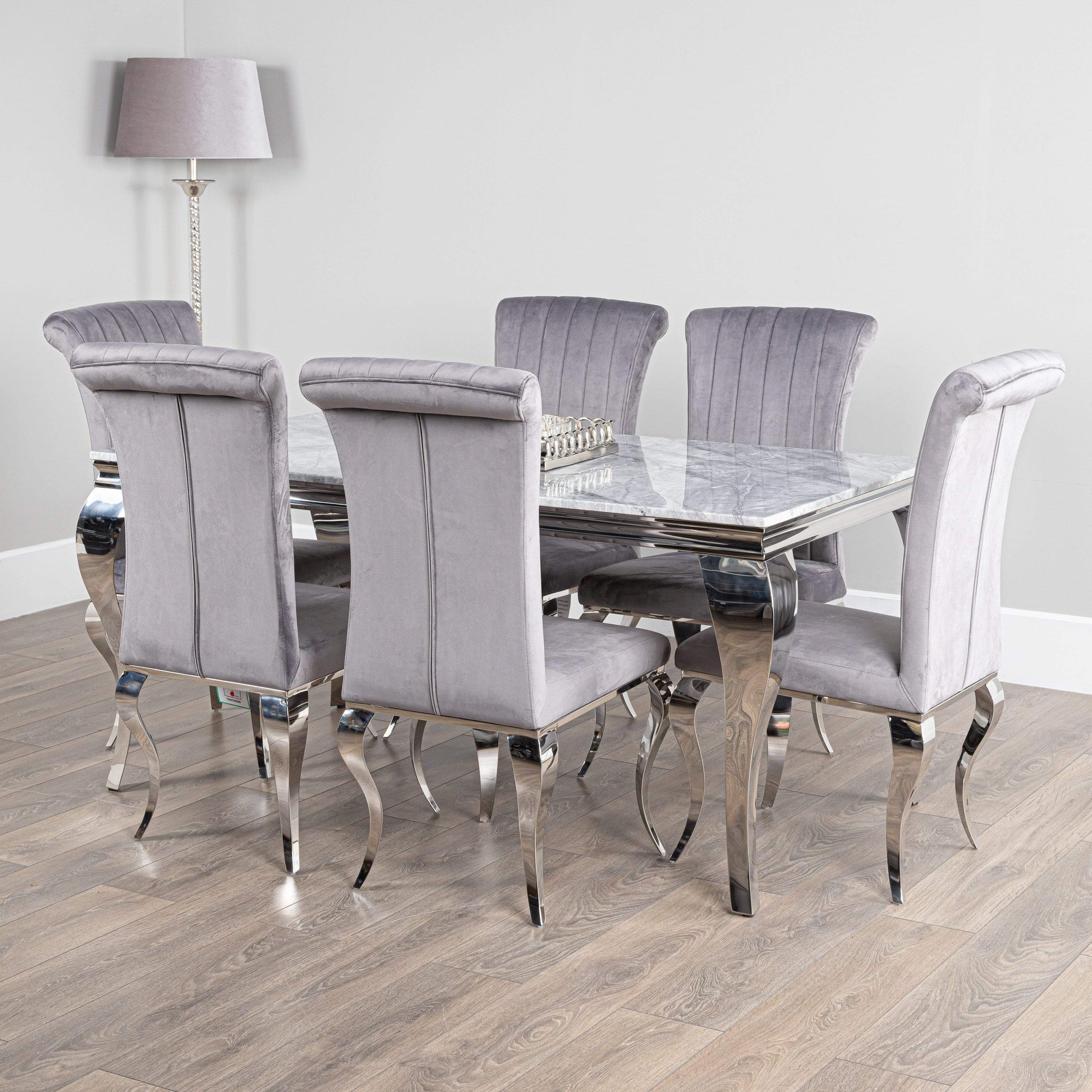 Furniture  -  Louis Marble Table And 6 Nicole Chairs Dining Set  -  50155780