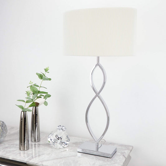 Lights  -  Luigi 2 Hoop Table Lamp Polished Ch Complete With Cream Shade  -  50079140