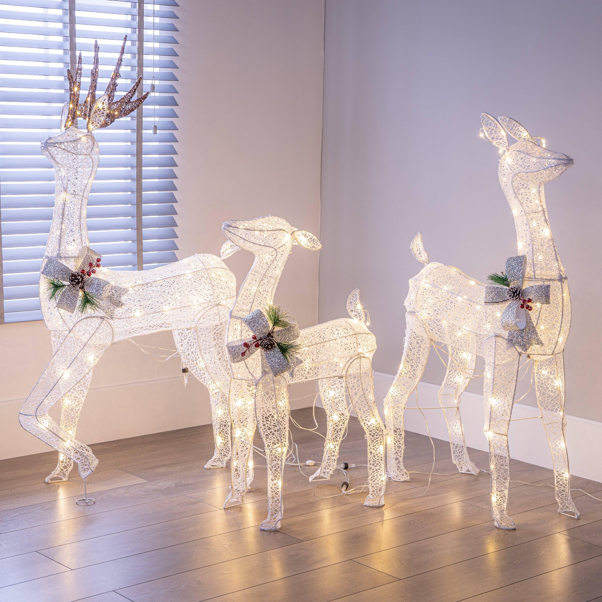 LED Deer Family with Festive Bows Taskers Online Store, Liverpool
