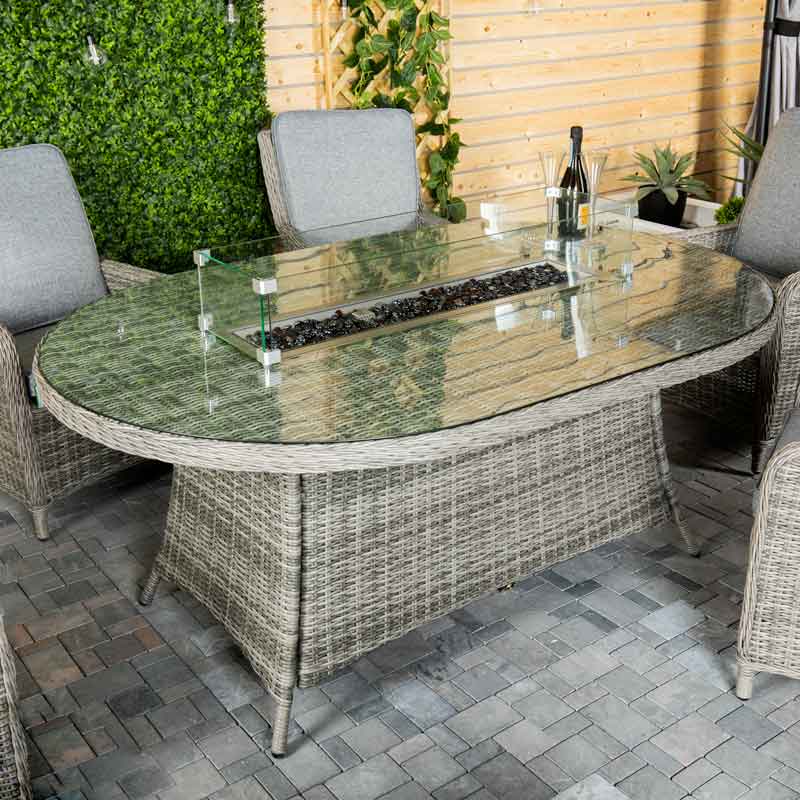 Gardening  -  Weatherking Monte Carlo 6 Seater Oval Firepit Garden Set  -  60006168