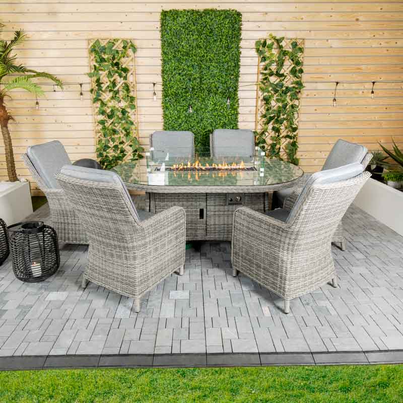 Gardening  -  Weatherking Monte Carlo 6 Seater Oval Firepit Garden Set  -  60006168