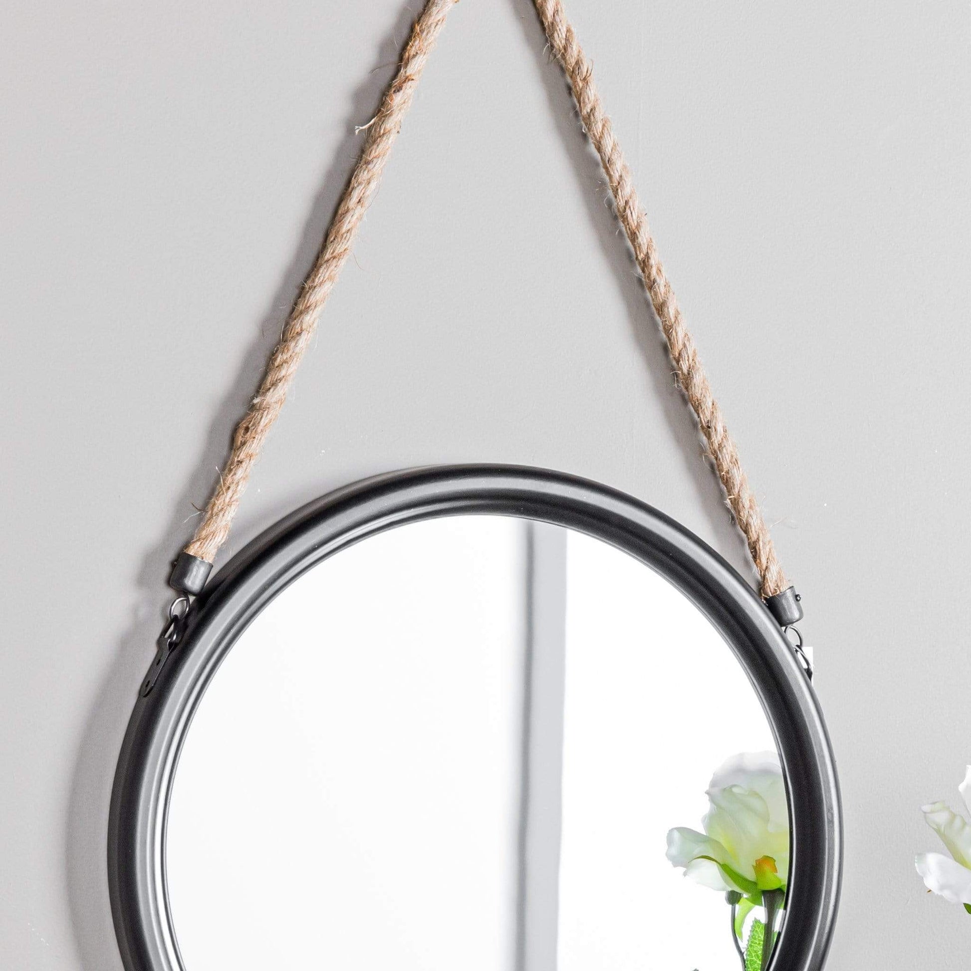 Mirrors  -  Metallic Small Round Black Mirror  -  50150090