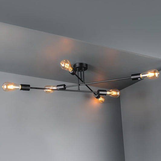 Lights  -  Neve Matt Black Flush 6 Light - Nev6422  -  60001653