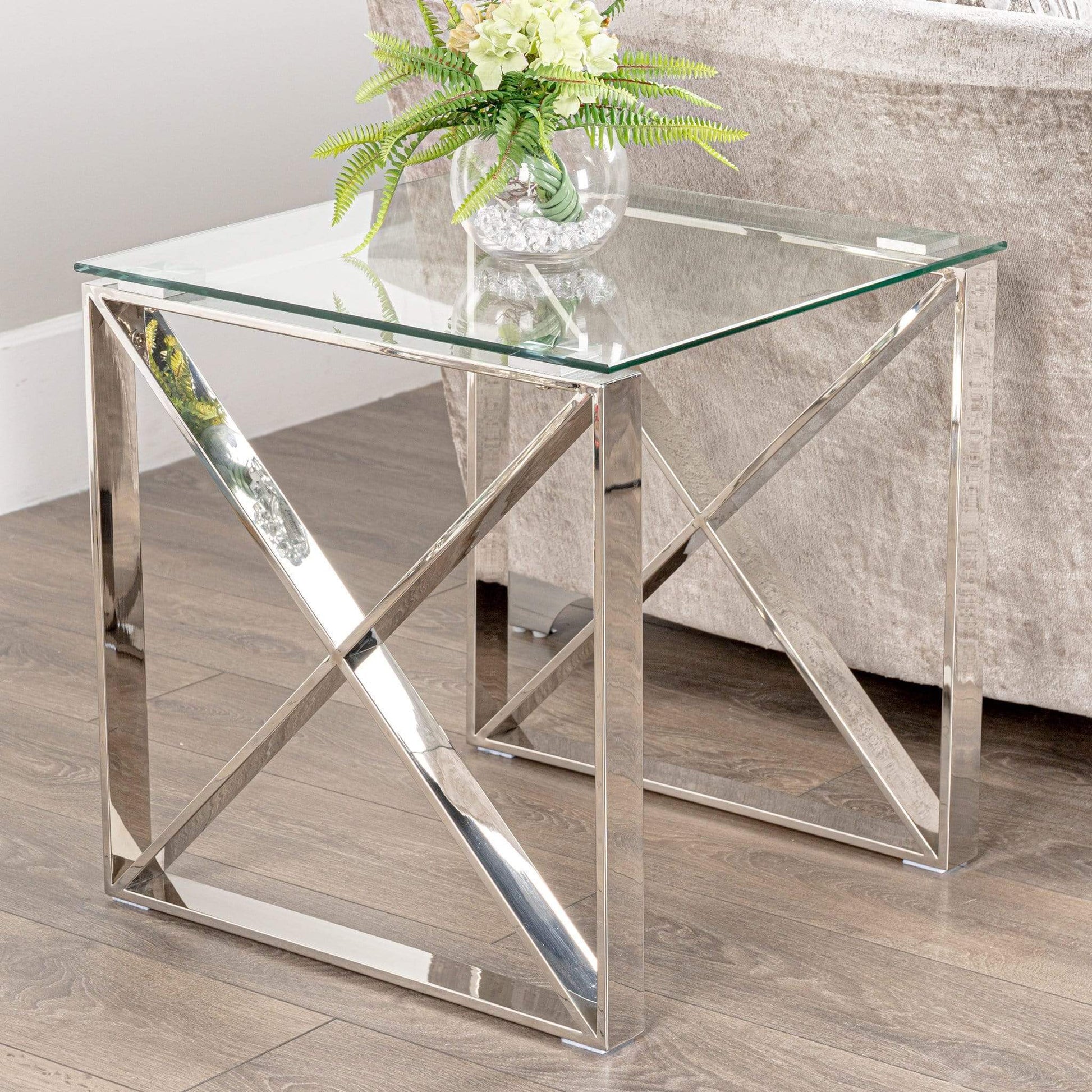Furniture  -  New York Stainless Steel Lamp Table  -  50152286