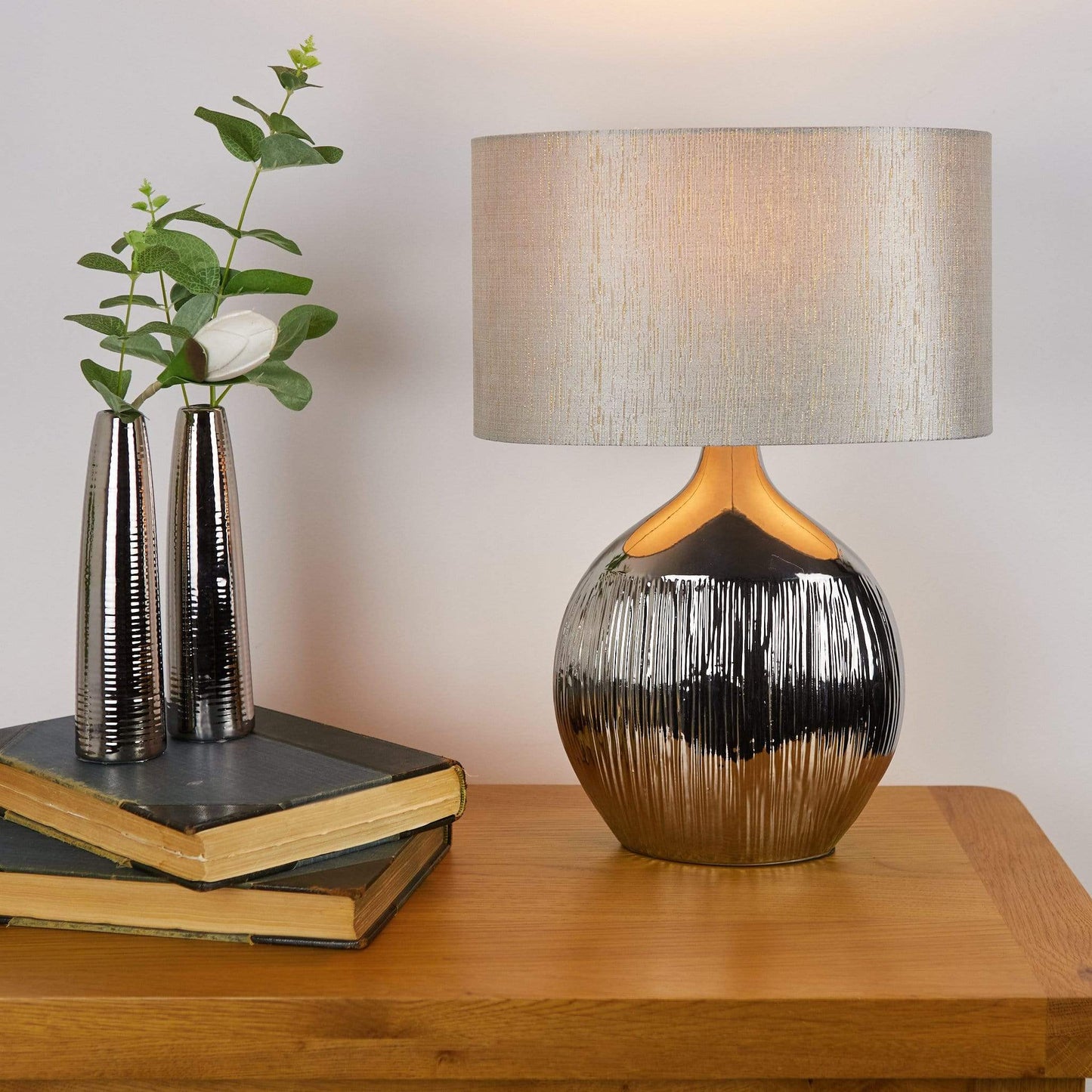 Lights  -  Pacific Silver Scratched Ceramic Table Lamp  -  50139216