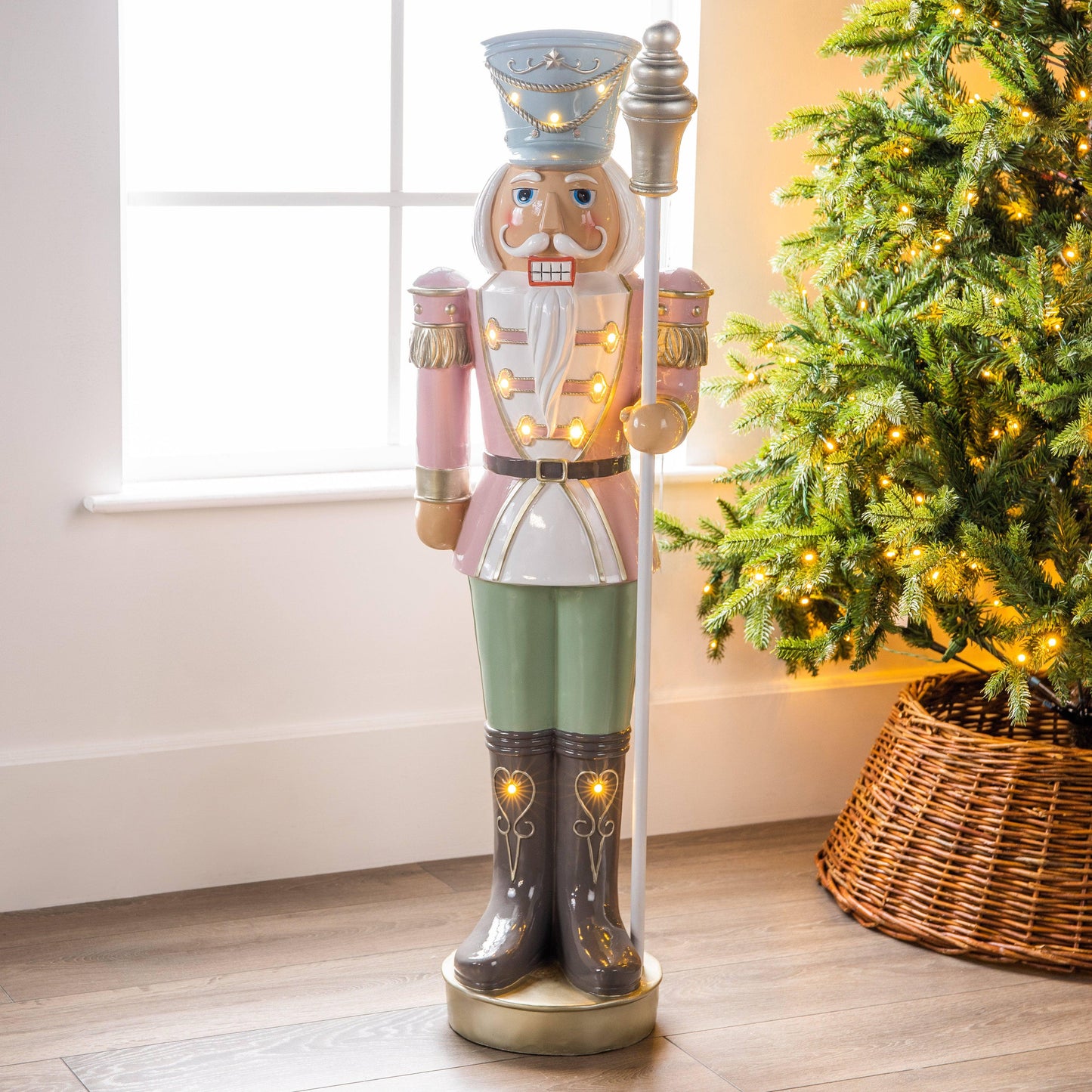 Christmas  -  Pastel Hans 3.5Ft LED Christmas Nutcracker With Staff  -  60001249