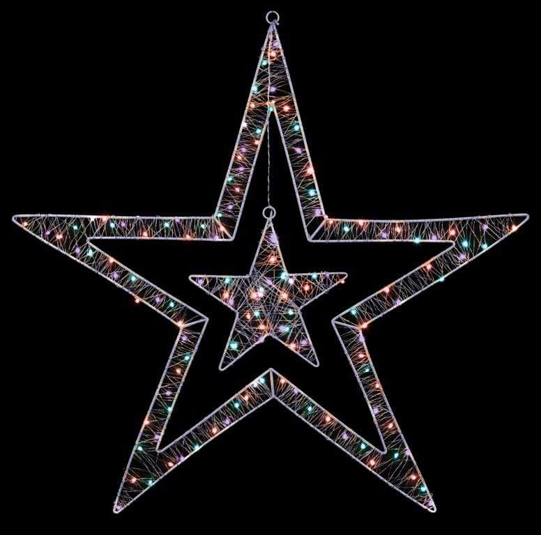 Christmas  -  140 Multicoloured LED Double Star Christmas Light - 80cm  -  60001007