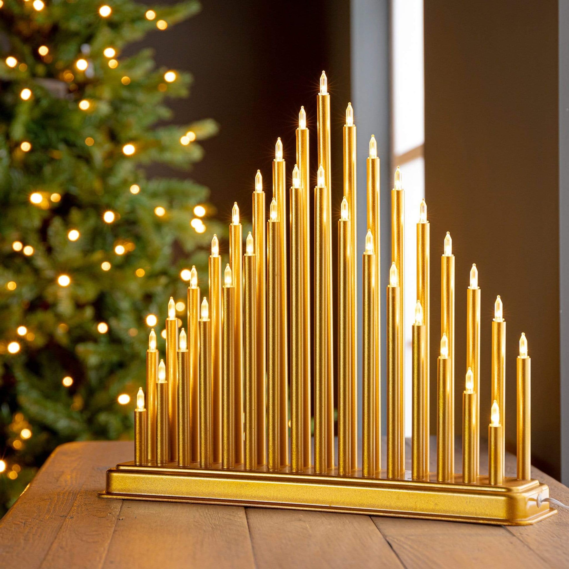 Christmas  -  Gold Christmas Candle Bridge - 36cm  -  50153735