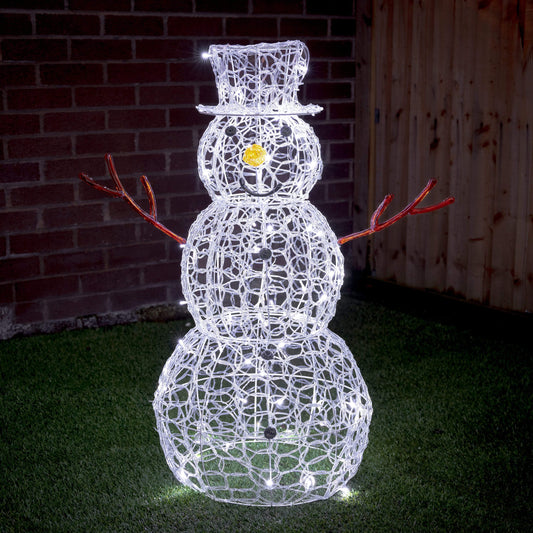 Christmas  -  90cm White LED Acrylic Snowman - 90cm  -  60001098