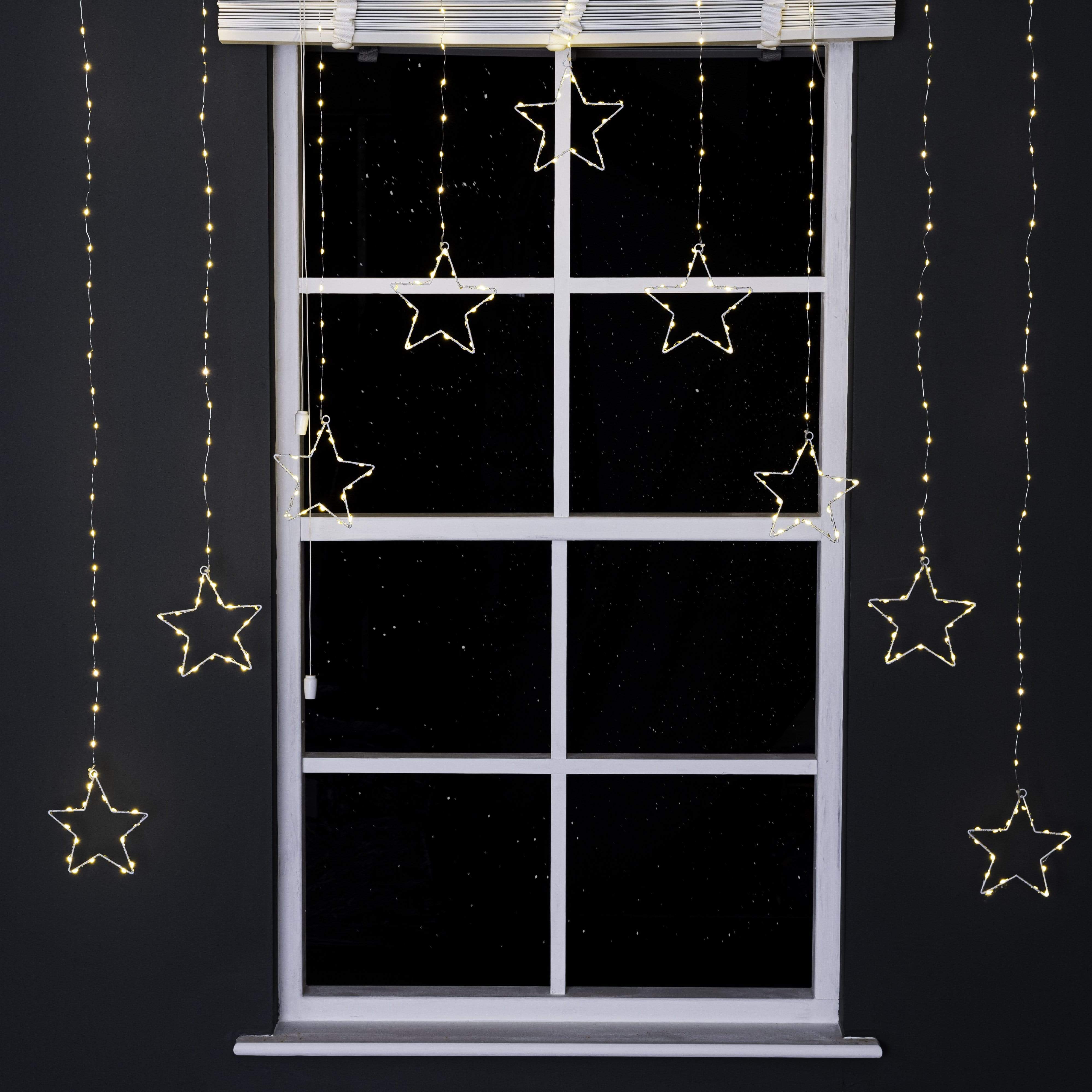 Warm White Christmas Star Curtain Lights 1.2m Taskers Online Store, Liverpool & Manchester