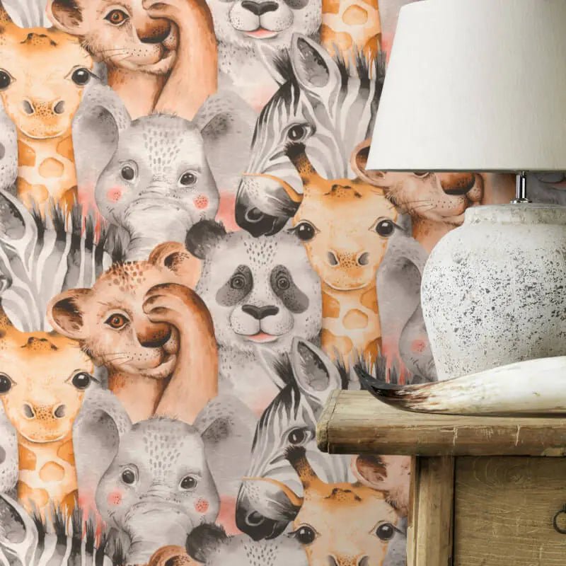 Wallpaper  -  Rasch Emporium Bambino Zoo Animals Multicoloured Wallpaper - 252521  -  60003921