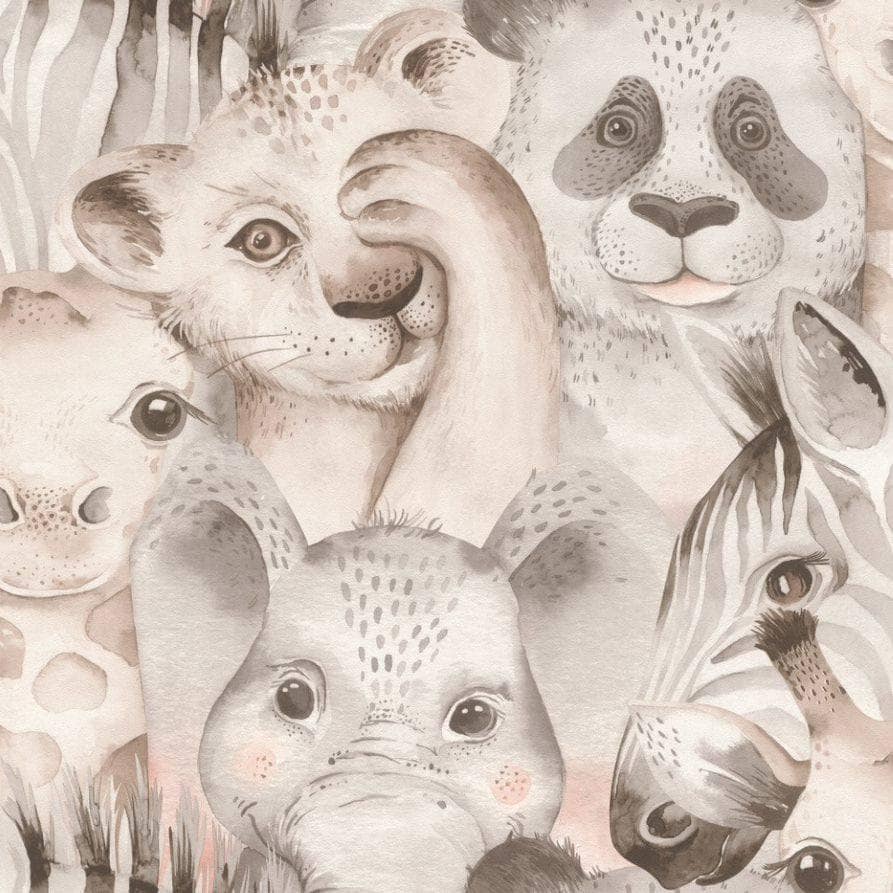 Wallpaper  -  Rasch Emporium Bambino Zoo Animals Neutral Wallpaper - 252538  -  60003923