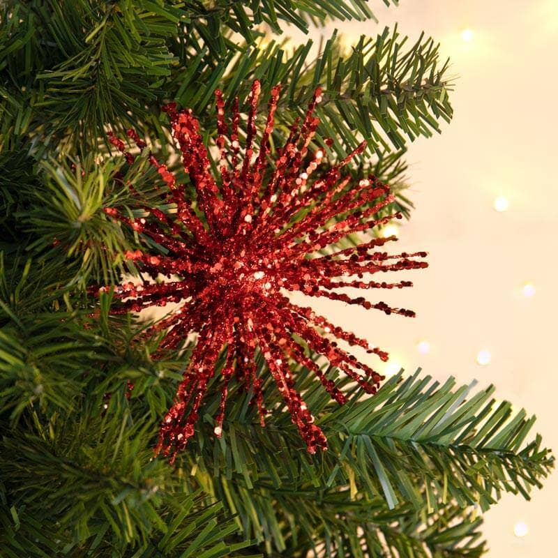 Christmas  -  Red Glitter Burst Christmas Pick Decoration - 46cm  -  60003947