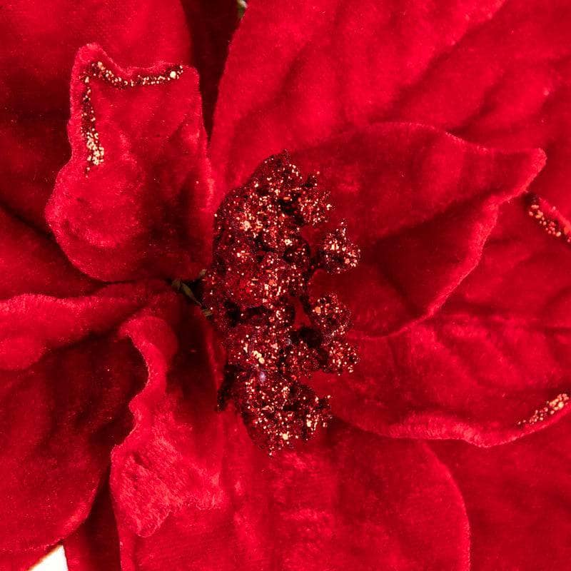 Christmas  -  Red Velvet Luxe Poinsettia Clip - 23cm  -  60003939