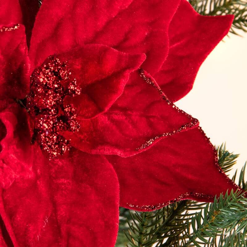 Christmas  -  Red Velvet Luxe Poinsettia Clip - 23cm  -  60003939