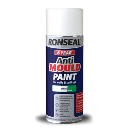 Paint  -  Ronseal 6 Year Quick Dry 400Ml White Anti-Mould Spray  -  50121336